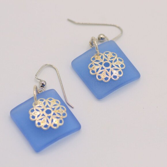 Sea Glass Dangle Earrings - Picture 7 of 10